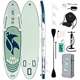 FunWater Aufblasbares Stand Up Paddle Board Surfbrett SUP Komplettes Paddleboard Zubehör Verstellbares Paddel, Pumpe, Reiserucksack, Leine, wasserdichte Tasche, Erwachsene Paddelboard