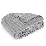 Aomig Kuscheldecke Decke Sofa Flauschige Decke Wohndecke Extra Dicke Couchdecke Warm Sofadecke Korddecke Doppelgesicht Weich Plüschdecke Blatt für Wohnzimmer Auto Camping Nickerchen (Grau,100*150cm)