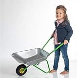 Rolly Toys Metallschubkarre Silber/grün Kinderschubkarre (für Kinder ab 2 Jahre, Metallschüssel, belastbar bis 25 kg, Kunststoffgriffe)