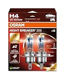 OSRAM NIGHT BREAKER 220, H4, 220% mehr Helligkeit, Halogen-Scheinwerferlampe, 64193NB220, Faltschachtel (2 Lampen), white