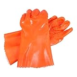 DECORNIJIA Schutzhandschuhe Arbeitshandschuhe Ölbeständig Acid Base Schutz Rutschfest Griffige Outdoor Handschuhe für Industrie und Verstärktem PVC Material Orange Langlebig und Vielseitig