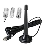 DAB Antenne, Radio Antenne mit Magnetfuß, Digitale UKW FM Teleskopantenne, 3m Verlängerungskabel, 75 Ohm, Inklusive Adapter, Geeignet für Heimstereo AV Receiver, Stereoanlage, DAB+ Radio Tuner