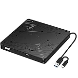 LMEN Externes CD Laufwerk Extern mit USB 3.0 DVD für Laptop PC Computer Tragbar CD-ROM Brenner Extern mit niedrigem Lärm für Windows 11/10/7/8/XP Mac MacBook