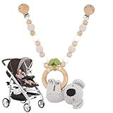 STARTONYOU Kinderwagenkette Holz Baby Kinderwagenspielzeug Mädchen Junge Kinderwagen Kette aus Holz und Silikon