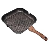 Geieold Grillpfanne für Herdplatten, Antihaftbeschichtete Induktionspfanne, Aluminium-Induktionssteak-Speckpfanne, Bratpfanne für Gas, Keramik, 24 cm