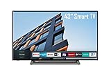 Toshiba 43LL3C63DAY 43 Zoll Fernseher / Smart TV (Full HD, HDR, Triple-Tuner, Bluetooth) - 6 Monate HD+ inklusive [2022] [Energieklasse E], Schwarz