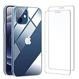 NEW'C Hülle für iPhone 12 Mini Ultra Transparent Silikon Weiches TPU Gel und 2 × Panzer Schutz Glas für iPhone 12 Mini - Anti Scratch