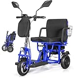Elektromobil für Senioren, Elektromobil klappbar und Leicht,Elektrischer rollstuhl, Mobilitätsroller mit 3 Rädern, Dreirad Erwachsene, Elektroroller mit sitz 700W (Blau)