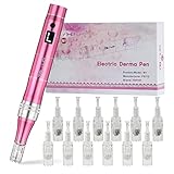 TBPHP M1 professionelles elektrisch derma pen mit LCD Bildschirm und 7 stufen(Inkl.12 köpfe Patronen)-Rosa