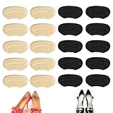 DRERIO 10 Paar Fersenschutz für Schuhe,Fersenpolster für Zu große Schuhe Schuheinlagen Schwarz+Beige für Damen und Herren,selbstklebende Fußkissen Anti-Rutsch Einlegesohlen,gegen Blasen