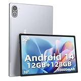 Semeakoko Tablet Android 14, 10.1 Zoll Tablet mit 12 GB ROM + 128 GB RAM (TF 1 TB Erweitert), Octa-Core, 2.4 G/5G WiFi, 10000mAh, 2+8 MP Dual Kamera, Unterstützt 18W Schnellladung