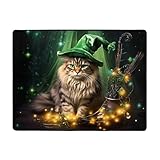 WZYWHJ Teppiche, Wohnzimmer-Fußmatten, Läufer, rutschfest, Kinderzimmermatte, Spielteppich, 160 x 121,9 cm, Katze mit Hexenhut