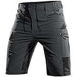 Cycorld Kurze-Hosen-Herren,Wanderhose MTB Hose Herren Kurz Atmungsaktiv Schnelltrocknende Bermuda Cargo Shorts Arbeitshosen Männer Kurz Radhose Fahrradhose Mountainbike(Grau,L)