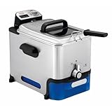 Tefal Oleoclean Pro Inox & Design Fritteuse, 2300W, Kapazität 1,2 Kg, Herausnehmbarer Ölbehälter, Automatische Öl/Fett Filterung, Timer, Thermostat, 3.5 L, Friteuse schwarz, Edelstahl, FR8040