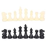 schachfiguren,Gewichtsturnier Schachspielset Nur Schachfiguren, Schachbrettspielset Internationale Schachfiguren Komplettes Schachfigurenset Weiß Und Schwarz (Mittel-64 mm)