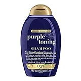 OGX Purple Toning Shampoo (385 ml), feuchtigkeitsspendendes Silbershampoo mit Keratin, Lila Feige und Iris, No Yellow Silver Shampoo für blondes & blondiertes Haar, Anti Gelbstich Tönungsshampoo