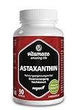 Astaxanthin Kapseln hochdosiert & vegan, 4 mg natürliches Astaxanthin Pulver aus der Blutregenalge, 90 Kapseln für 3 Monate, ohne Zusatzstoffe, Made in Germany