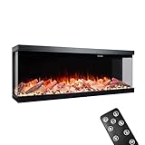 GLOW FIRE Elektrokamin LED E-Motion 3D 50 (Elektrokamineinsatz) - elektrischer Kamin mit Heizung, Multicolor-LEDs & Fernbedienung - Kamineinsatz zum Einbau, 1.500 W, 127 x 53,3 x 33,2 cm, Schwarz