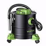 VANPORE Aschesauger für Kamin, 20L Aschesauger, 1200W Starke Saugleistung, Kamin Staubsauger mit Rollfuß, Für Kamin, Pelletgrill(Green)
