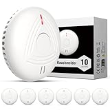 DAYTECH Rauchmelder 10 Jahre Batterie, Rauchwarnmelder 6er Set, Standalone Feuermelder, Flacher Brandmelder für den Brandschutz zu Hause