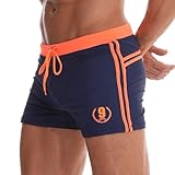 Arcweg Herren-Badehose, Boxershorts, S-XL, Futter mit Kordelzug, verstellbar, bequem, Marineblau, 50