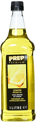 PREP PREMIUM Zitronenöl 1 x 1000 ml PET - Infused Oil natürliches Zitronenaroma für Fisch, Geflügel, Gemüsegerichte oder Salatdressings, Olivenöl mit Zitrone