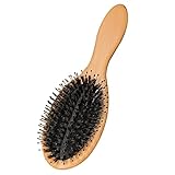 Veemoon Haarbürste aus Holz mit Wildschweinborsten Tragbare Entwirrungsbürste für Damen für Haartypen Sanftes Gleiten durch Knoten Pflegt das Haar Verletzungen