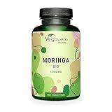 BIO Moringa Presslinge | Hochdosiert 2000 mg Moringa pro Tag | 100% BIO-QUALITÄT | Moringa Oleifera aus Sri Lanka | 180 Tabletten | Vegan & Ohne künstliche Zusatzstoffe | Vegavero ®