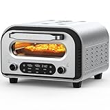 ZACHVO Elektrischer Pizzaofen - bis 450℃, 5 voreingestellte Pizzaarten, 1-60 Min Timer, Touchscreen & Drehregler, für 32cm Pizza, inkl. Pizzastein, Pizzaschieber, Rezeptbuch, Stainless Steel