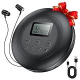 Gueray Tragbarer CD-Player CD Spieler Persönliche CD Player mit Kopfhörer LCD Display Anti-Skip Schutz HiFi Klassische CD Musik Player Speicher CD Player für Auto Zuhause (Schwarz)