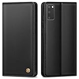 Handyhülle für Samsung Galaxy S20 Hülle,Premium Lederhülle Schutzhülle Tasche für Samsung S20 Hülle Wallet Kartenfach Standfunktion Klappbar Flip Case für Galaxy S20 Hülle,Schwarz