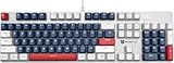 Qisan Mechanische Gaming-Tastatur, kabelgebunden, blaue LED-Hintergrundbeleuchtung, roter Schalter, volle Größe, 104 Tasten, US-Layout-(blau/weiß/rote Kombination)