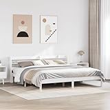 Somanki Massivholzbett ohne Matratze Weiß 200x200 cm Kiefernholz, Bed Frame, Bettrahmen, Jugendbett, Schlafzimmer Bett - 3306550