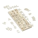 Relaxdays Holzbuchstaben Set, 162 TLG, Großbuchstaben A-Z, &-Zeichen, 3 cm, kleine Buchstaben zum Basteln, Deko, Natur