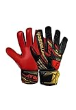 Reusch Attrakt Solid Junior griffige Torwarthandschuhe Kinder Jugendliche Fußballhandschuhe für Jungen und Mädchen geeignet für alle Wetterbedingungen und Spielfeldoberflächen, schwarz-Gold-rot, 5