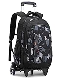 Amythe Schulrucksack Trolley für Jungen Herren Rucksack mit Rollen Schulranzen Jungen Teenager, Wasserdichter Lässige Daypack 16 Zoll, Großer Kinderrucksack, Schwarzer