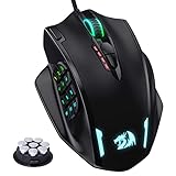 Redragon M908 Impact RGB LED MMO Maus mit Seitentasten, optische kabelgebundene Gaming-Maus mit 12.400DPI, hohe Präzision, 20 programmierbare Maustasten