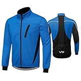 Gunxuny Winter-Fahrradjacke, Fahrrad-Fleecejacke, Softshelljacke, winddicht, warm, atmungsaktiv, Sport-Top, Outdoor, Herren, blau, M