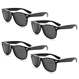 4 Stück Augentrainer Lochbrille, Schwarze Rasterbrille Pinhole Glasses, Multidot Brille, Komfortable Lochbrille für Augentraining zur Entspannung, Gitterbrille mit Faltbaren Bügeln für Augen-Training