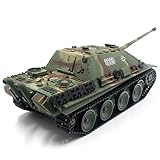 YUTT RC Panzer für Erwachsene, 1/16 2,4 G RC Deutscher Jagdpanther Jagdpanther Panzer Fahrzeug Modell Spielzeug Geschenke mit Lichtgeräuschen (Grundversion/Camouflage Grün)