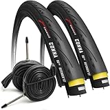 Fincci Fahrradreifen 28 Zoll - 2er Set Slick- Reifen 700x23c mit 1 mm Nylon-Pannenschutz & 2X 23-622 Presta Fahrradschlauche für Rennrad, Stadtfahren, Tourenrad Race, e Bike, 2er Pack Fahrradzubehör