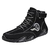 Halbhohe Herren-Sneaker, einfarbig, Leder, widerstandsfähig, Fahrstiefel, rutschfest, Outdoor, leicht, Wanderschuhe, lässig, wasserdicht, Wanderschuhe, Wildleder, Outdoor-Sportschuhe, Wanderschuh
