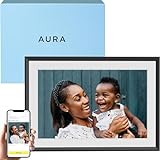 Aura Carver Intelligenter digitaler Bilderrahmen 10,1 Zoll HD WLAN Cloud Digitaler Fotorahmen, Kostenloser unbegrenzter Speicherplatz, Fotos von überall aus senden – Gravel with White Mat