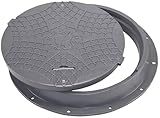 BABYLONPLAST Schachtabdeckung, Schachtdeckel DN600/800, 15kN Hochbelastbarer Kunststoff Kanaldeckel, Ø 600/800mm, 1500 kg Belastung, mit Sicherungssystem, Frost- und Witterungsbeständig (Grau)