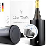 VINO VERITAS® Weinkühler Schwarz aus Edelstahl (Flaschenkühler doppelwandig) für Wein, Sekt und Champagner - Sektkühler Matt mit Gratis Sommelier eBook