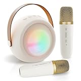 Karaoke Maschine Kinder mit 2 Karaoke Mikrofon, Mini Karaoke Maschine Geschenke für mädchen, Karaoke Mikrofon Kinder mit 6 Stimme Wechselnde Effekte & LED, Spielzeug Geschenke für 3-12 Jahre Mädchen