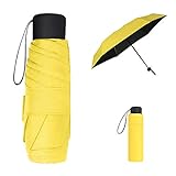 Vicloon Mini Regenschirm, Pocket Taschenschirm mit 6 Edelstahl Rippen, Sonnenschutz Regenschirm, Freien UV Faltender Regenschirm, Klein, Leicht, UV-Faltender für Erwachsene und Kinder - Gelb