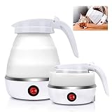 Yuragim Faltbarer Wasserkocher, 0.6L Faltbarer Wasserkessel, Reisewasserkocher Klein, Camping Wasserkocher Mini Faltbarer Silikon Wasserkessel mit Edelstahlboden für Outdoor/Camping/Wandern/Survival