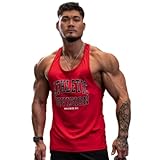 NITRY Tank Top Herren Casual Elastizität Schnelltrocknend Tankshirt Gym Jogging Fitness Muskelshirt Sport Schwitzen Atmungsaktiv Trainingsshirt J-Red XXL
