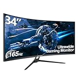 CRUA 34Inch Ultrawide Gaming Monitor, WQHD(3440 * 1440P) 165Hz Curved Monitor,99% sRGB,Computer Monitor That Supports AMD Freesync, Wall Mountable Installs(HDMI, DP)-Black